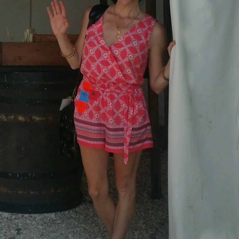 BeBop coral multicolor romper Small - Picture 3 of 7